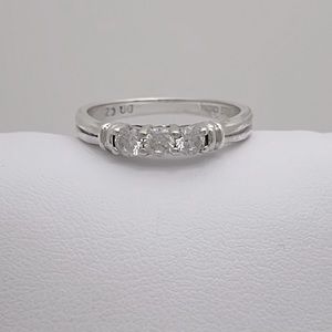 Women’s Sterling Silver Three Stone CZ Ring